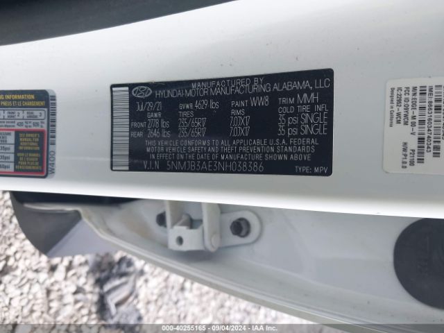 Photo 8 VIN: 5NMJB3AE3NH038386 - HYUNDAI TUCSON 