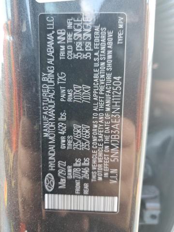 Photo 12 VIN: 5NMJB3AE3NH112504 - HYUNDAI TUCSON SEL 