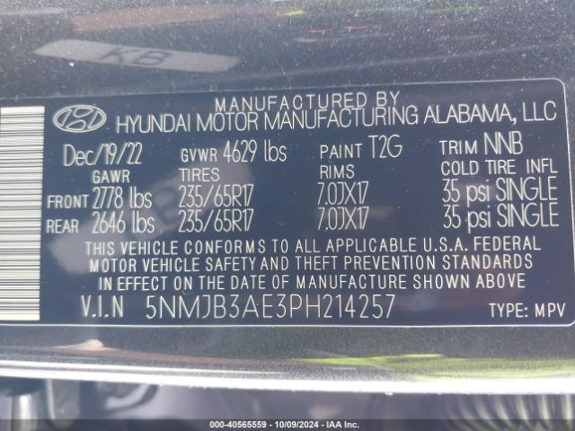 Photo 8 VIN: 5NMJB3AE3PH214257 - HYUNDAI TUCSON 