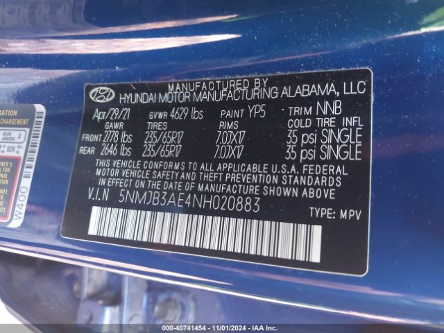 Photo 8 VIN: 5NMJB3AE4NH020883 - HYUNDAI TUCSON 