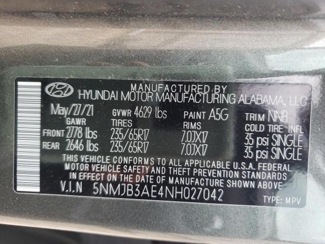 Photo 9 VIN: 5NMJB3AE4NH027042 - HYUNDAI TUCSON SEL 