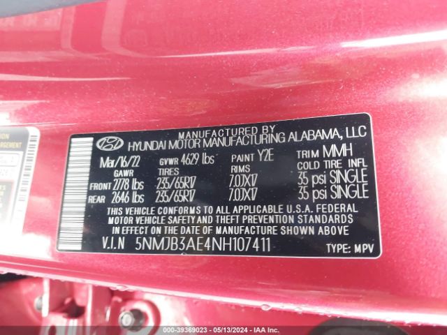 Photo 8 VIN: 5NMJB3AE4NH107411 - HYUNDAI TUCSON 