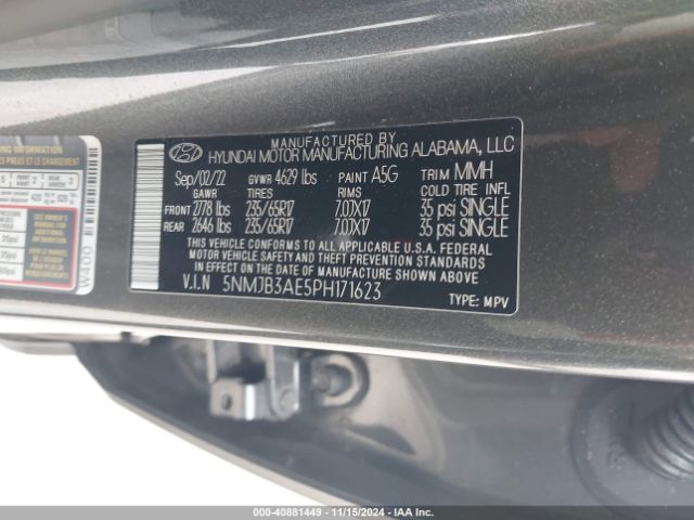 Photo 8 VIN: 5NMJB3AE5PH171623 - HYUNDAI TUCSON 