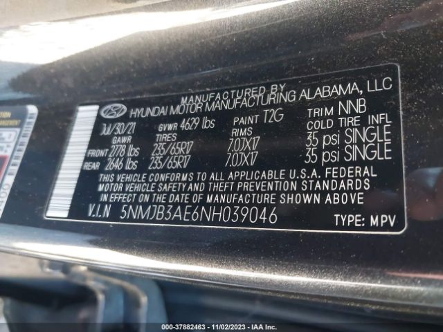 Photo 8 VIN: 5NMJB3AE6NH039046 - HYUNDAI TUCSON 