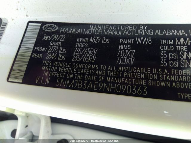 Photo 8 VIN: 5NMJB3AE9NH090363 - HYUNDAI TUCSON 