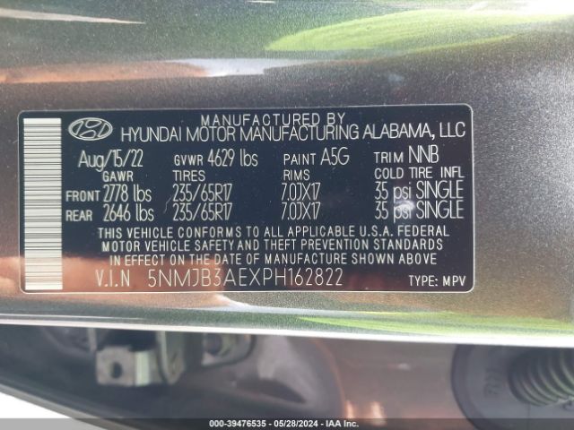 Photo 8 VIN: 5NMJB3AEXPH162822 - HYUNDAI TUCSON 