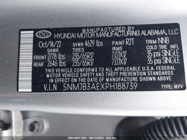 Photo 8 VIN: 5NMJB3AEXPH188739 - HYUNDAI TUCSON 