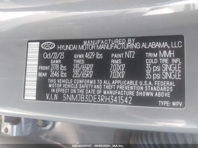 Photo 8 VIN: 5NMJB3DE3RH341542 - HYUNDAI TUCSON 