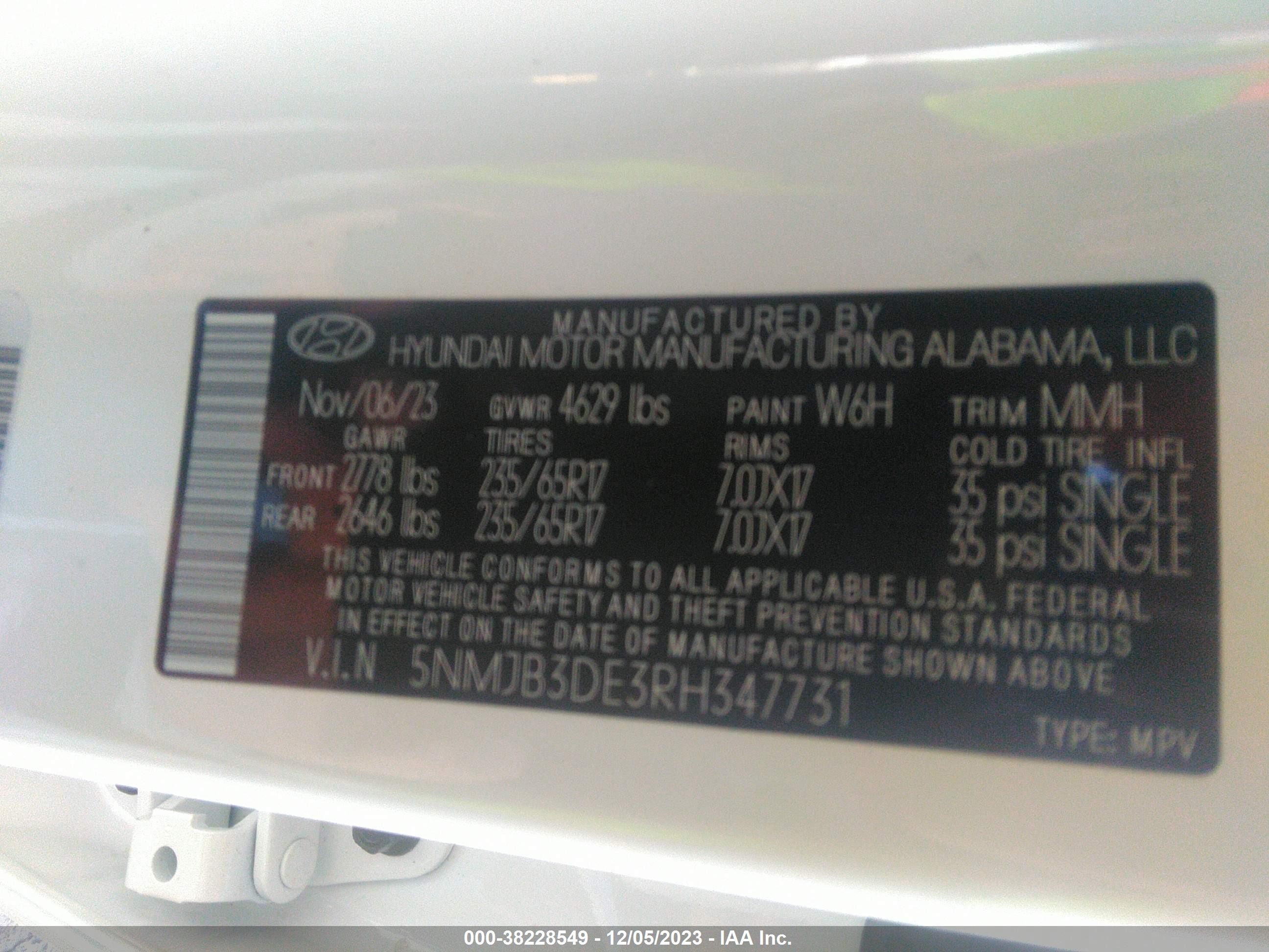 Photo 8 VIN: 5NMJB3DE3RH347731 - HYUNDAI TUCSON 