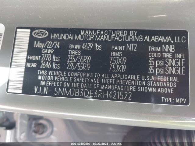 Photo 8 VIN: 5NMJB3DE3RH421522 - HYUNDAI TUCSON 