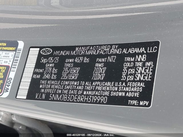 Photo 8 VIN: 5NMJB3DE8RH319990 - HYUNDAI TUCSON 