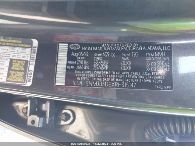 Photo 8 VIN: 5NMJB3DEXRH315147 - HYUNDAI TUCSON 