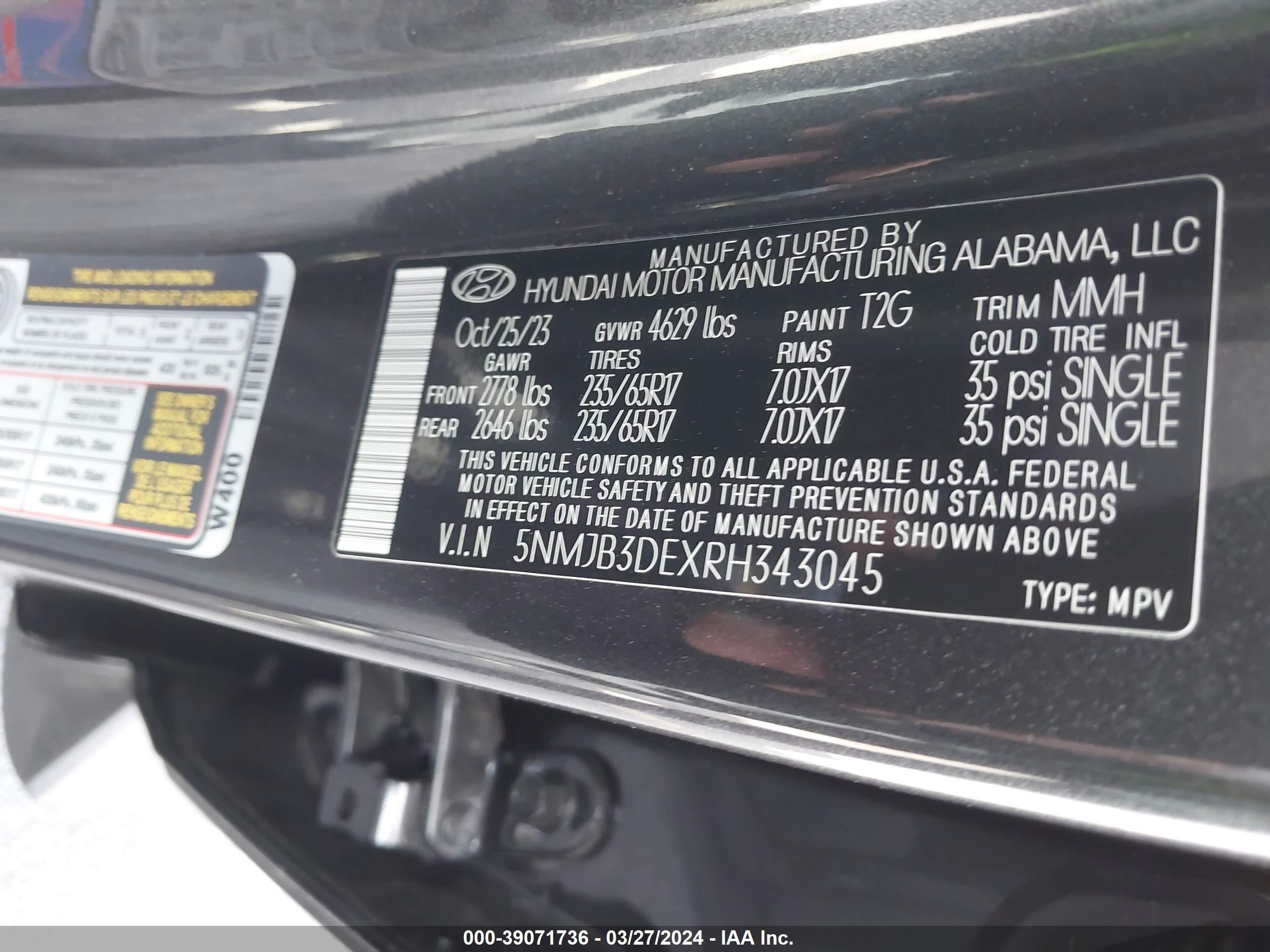 Photo 8 VIN: 5NMJB3DEXRH343045 - HYUNDAI TUCSON 