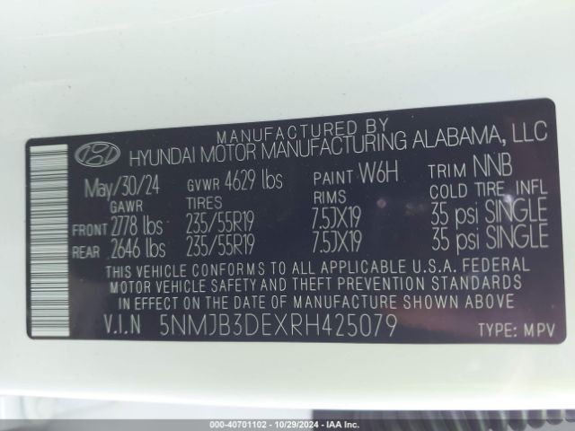 Photo 8 VIN: 5NMJB3DEXRH425079 - HYUNDAI TUCSON 