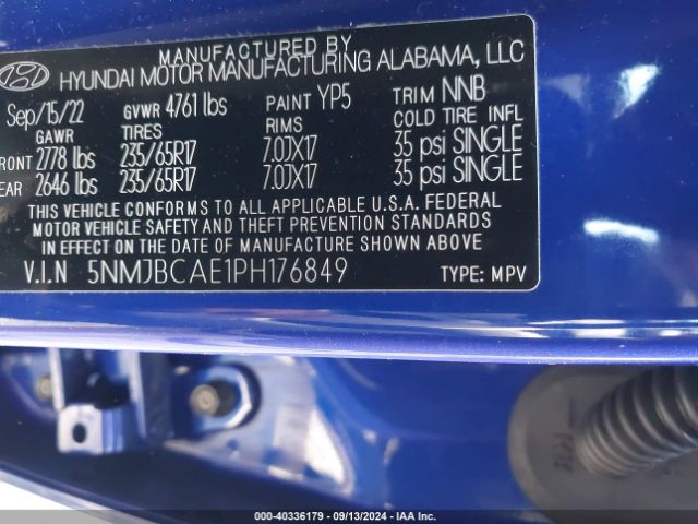 Photo 8 VIN: 5NMJBCAE1PH176849 - HYUNDAI TUCSON 