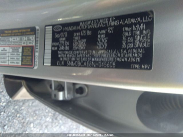 Photo 8 VIN: 5NMJBCAE8NH045608 - HYUNDAI TUCSON 