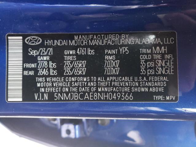 Photo 12 VIN: 5NMJBCAE8NH049366 - HYUNDAI TUCSON SEL 