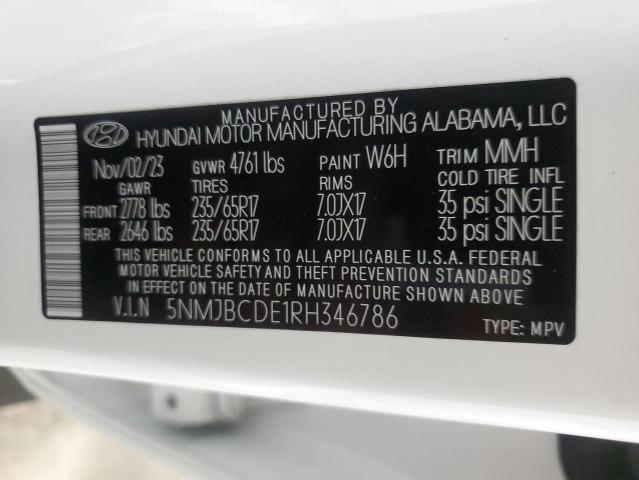 Photo 12 VIN: 5NMJBCDE1RH346786 - HYUNDAI TUCSON SEL 