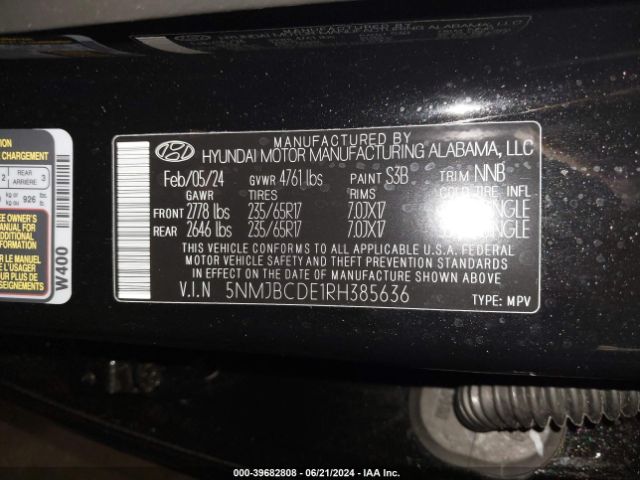 Photo 8 VIN: 5NMJBCDE1RH385636 - HYUNDAI TUCSON 