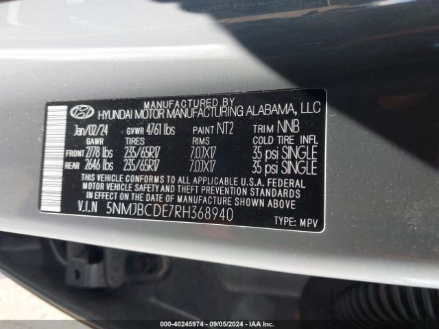 Photo 8 VIN: 5NMJBCDE7RH368940 - HYUNDAI TUCSON 