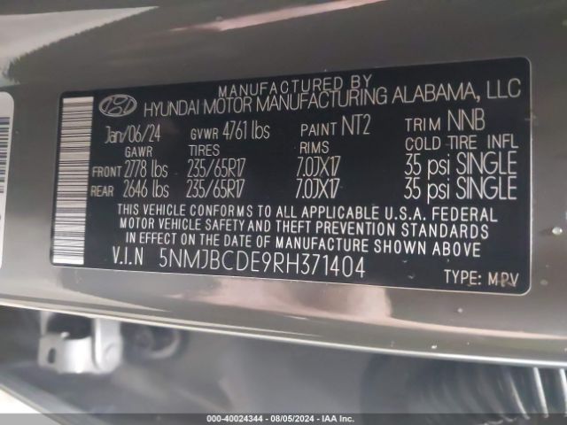 Photo 8 VIN: 5NMJBCDE9RH371404 - HYUNDAI TUCSON 