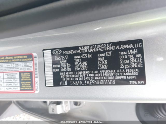 Photo 8 VIN: 5NMJC3AE5NH081608 - HYUNDAI TUCSON 