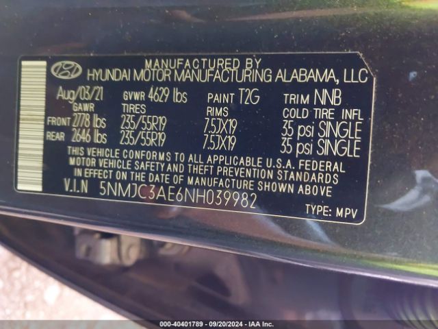 Photo 8 VIN: 5NMJC3AE6NH039982 - HYUNDAI TUCSON 