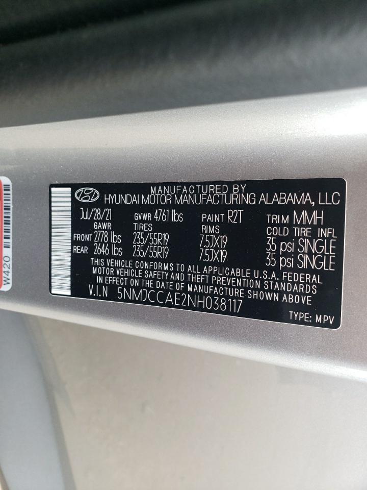 Photo 12 VIN: 5NMJCCAE2NH038117 - HYUNDAI TUCSON 