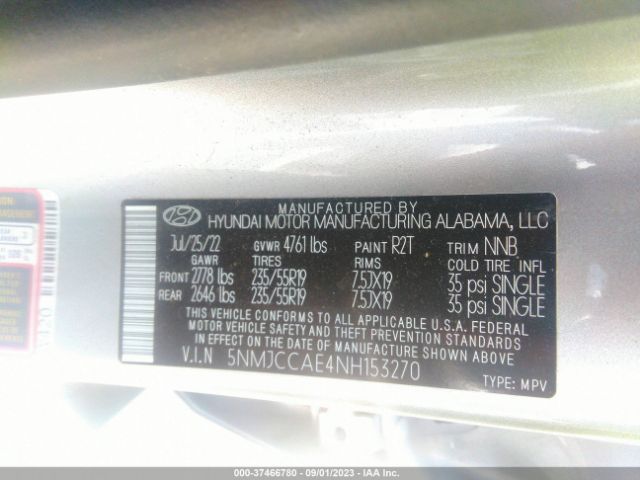 Photo 8 VIN: 5NMJCCAE4NH153270 - HYUNDAI TUCSON 