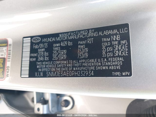 Photo 8 VIN: 5NMJE3AE0PH232934 - HYUNDAI TUCSON 