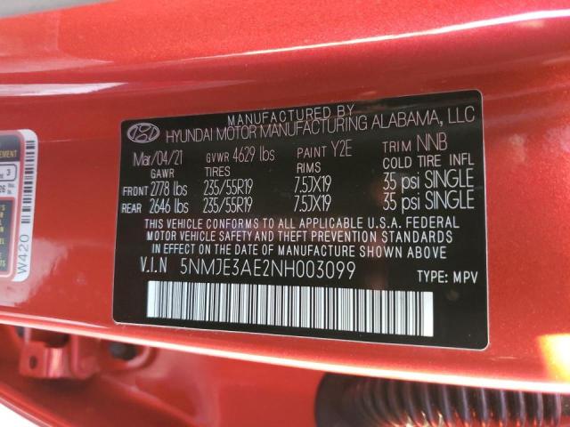 Photo 12 VIN: 5NMJE3AE2NH003099 - HYUNDAI TUCSON LIM 