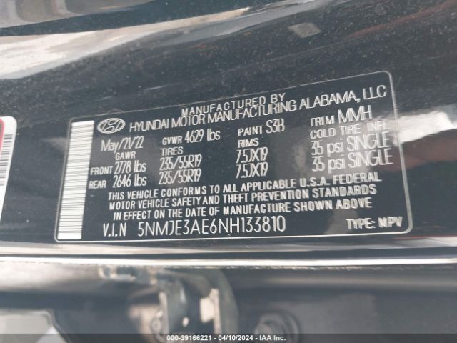 Photo 8 VIN: 5NMJE3AE6NH133810 - HYUNDAI TUCSON 