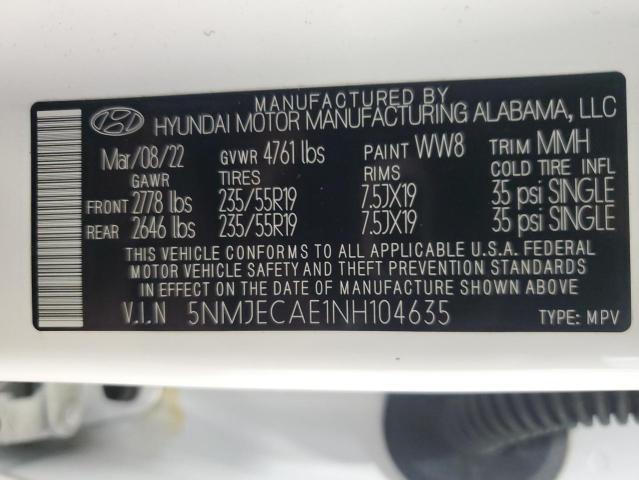 Photo 12 VIN: 5NMJECAE1NH104635 - HYUNDAI TUCSON LIM 