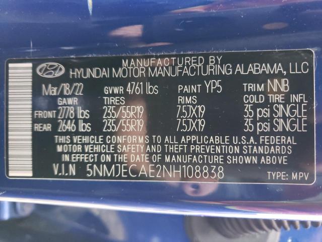 Photo 11 VIN: 5NMJECAE2NH108838 - HYUNDAI TUCSON LIM 