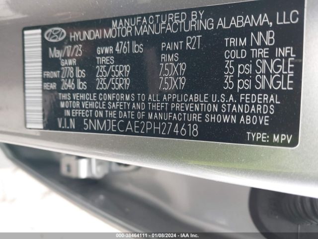 Photo 8 VIN: 5NMJECAE2PH274618 - HYUNDAI TUCSON 