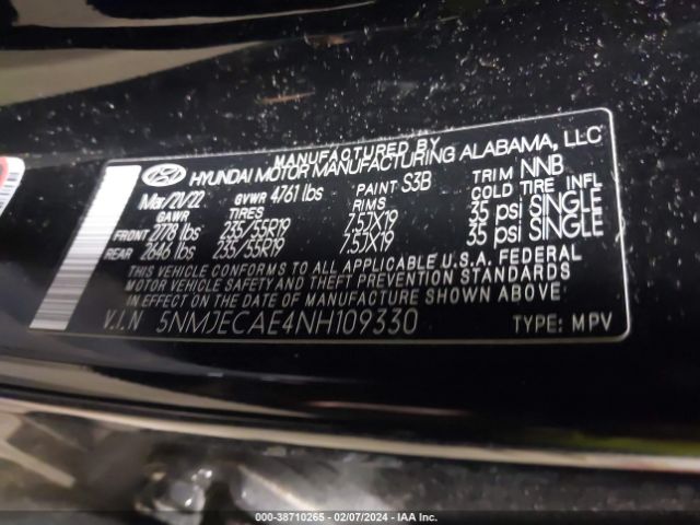 Photo 8 VIN: 5NMJECAE4NH109330 - HYUNDAI TUCSON 