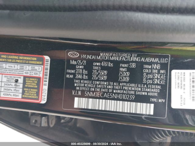 Photo 8 VIN: 5NMJECAE5NH010239 - HYUNDAI TUCSON 