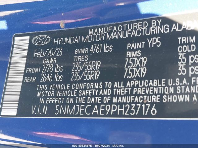 Photo 8 VIN: 5NMJECAE9PH237176 - HYUNDAI TUCSON 