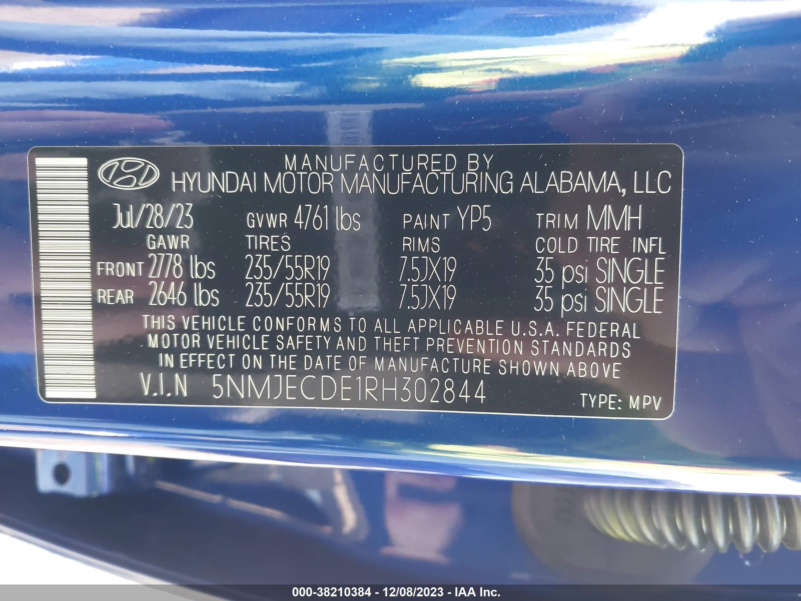 Photo 8 VIN: 5NMJECDE1RH302844 - HYUNDAI TUCSON 