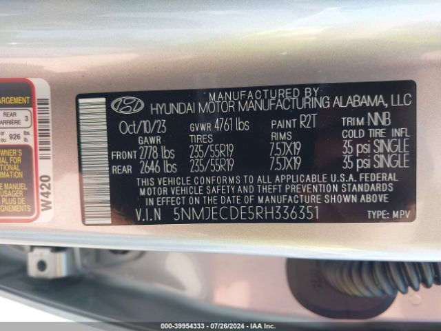 Photo 8 VIN: 5NMJECDE5RH336351 - HYUNDAI TUCSON 