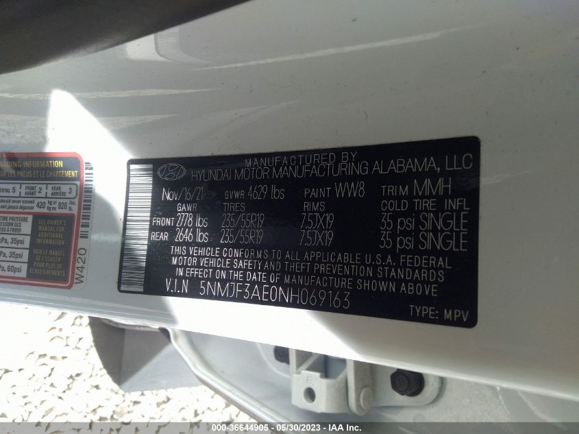 Photo 8 VIN: 5NMJF3AE0NH069163 - HYUNDAI TUCSON 