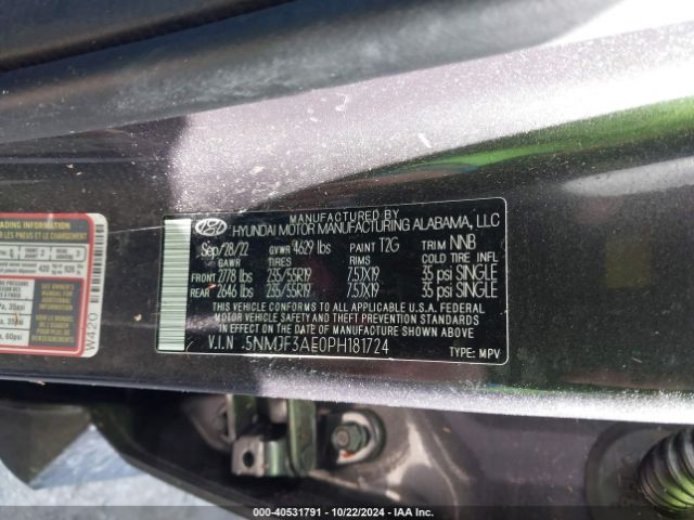 Photo 8 VIN: 5NMJF3AE0PH181724 - HYUNDAI TUCSON 