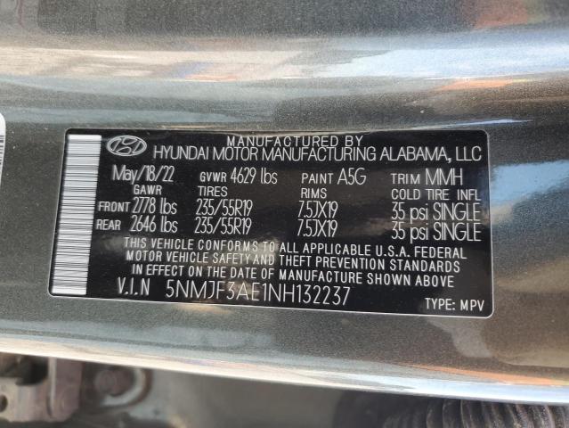 Photo 12 VIN: 5NMJF3AE1NH132237 - HYUNDAI TUCSON SEL 