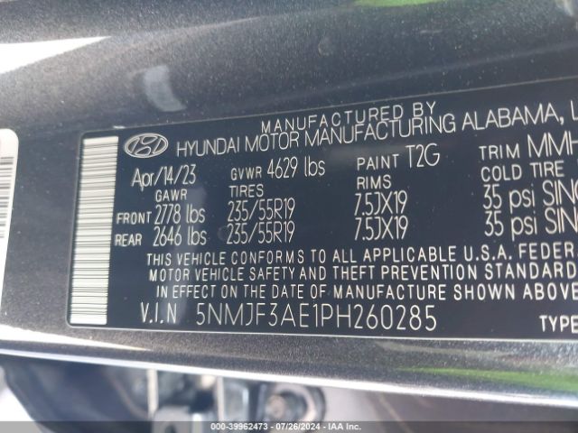 Photo 8 VIN: 5NMJF3AE1PH260285 - HYUNDAI TUCSON 