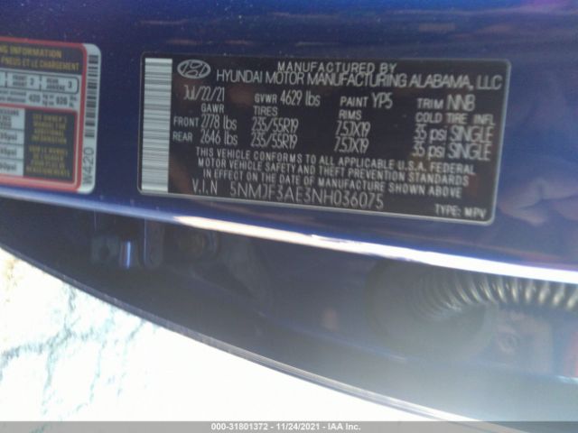 Photo 8 VIN: 5NMJF3AE3NH036075 - HYUNDAI TUCSON 