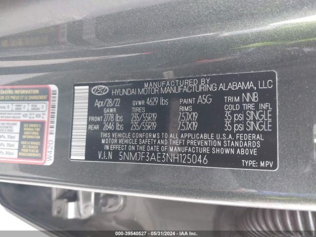 Photo 8 VIN: 5NMJF3AE3NH125046 - HYUNDAI TUCSON 