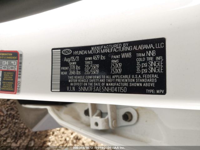 Photo 8 VIN: 5NMJF3AE5NH041150 - HYUNDAI TUCSON 