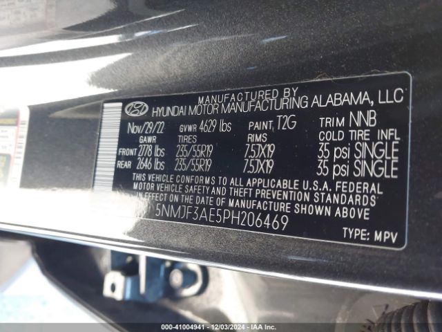 Photo 8 VIN: 5NMJF3AE5PH206469 - HYUNDAI TUCSON 