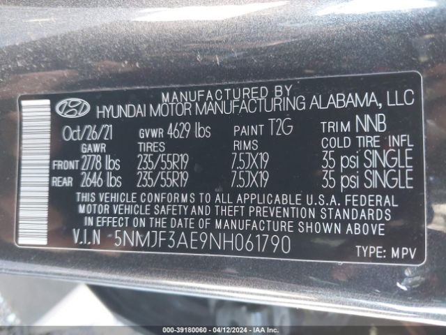 Photo 8 VIN: 5NMJF3AE9NH061790 - HYUNDAI TUCSON 