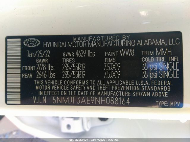 Photo 8 VIN: 5NMJF3AE9NH088164 - HYUNDAI TUCSON 